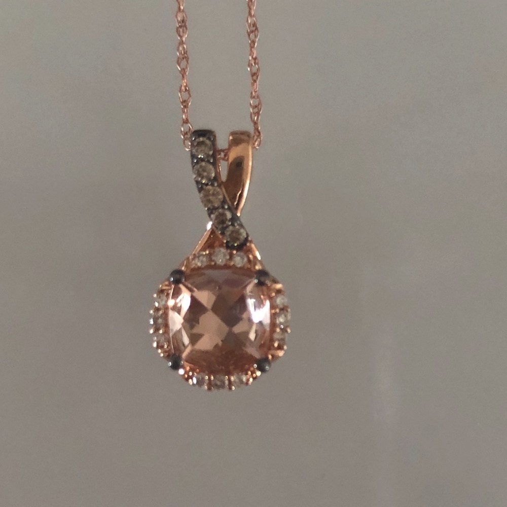 Le Vian Peach Morganite and Diamond Necklace